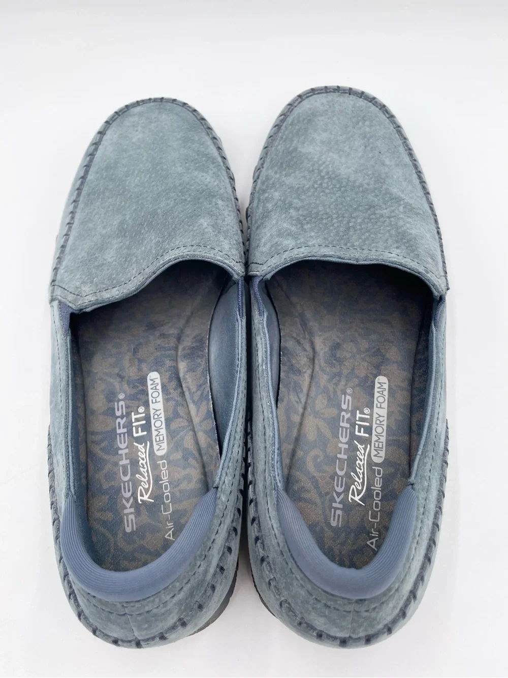 Skechers Women's Relaxed Fit Biker Alumni Slip On Shoes Size 8.5 Wide Blue Suede